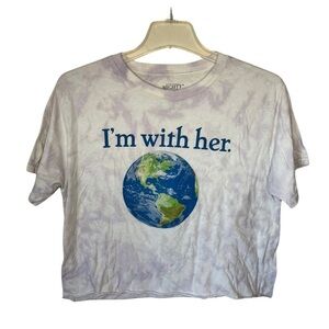Mighty Fine “I’m With Her” Tie Dyed Mother Earth Cropped T-shirt Size Large